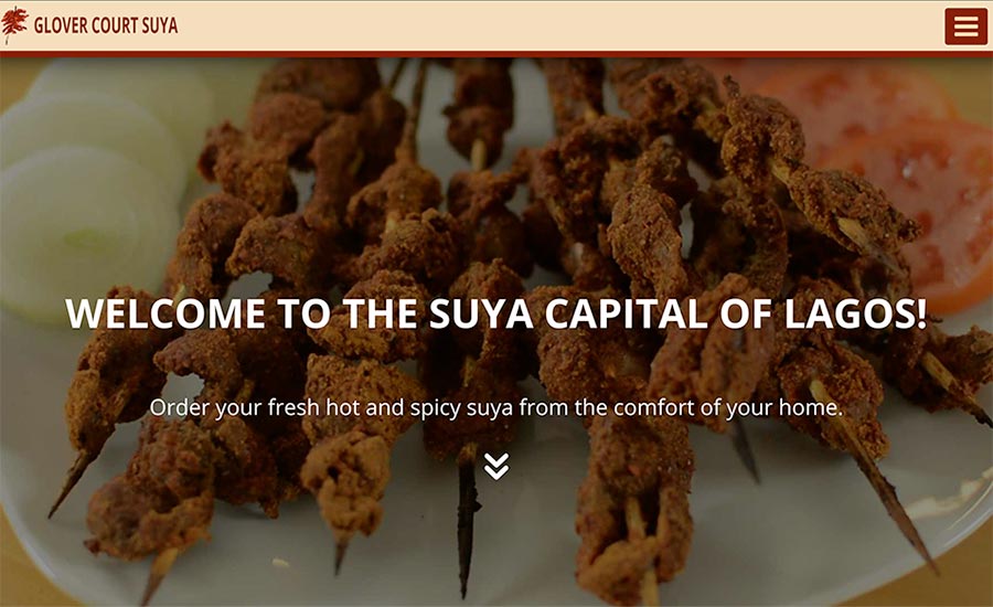 A picture of the Glover Court Suya website