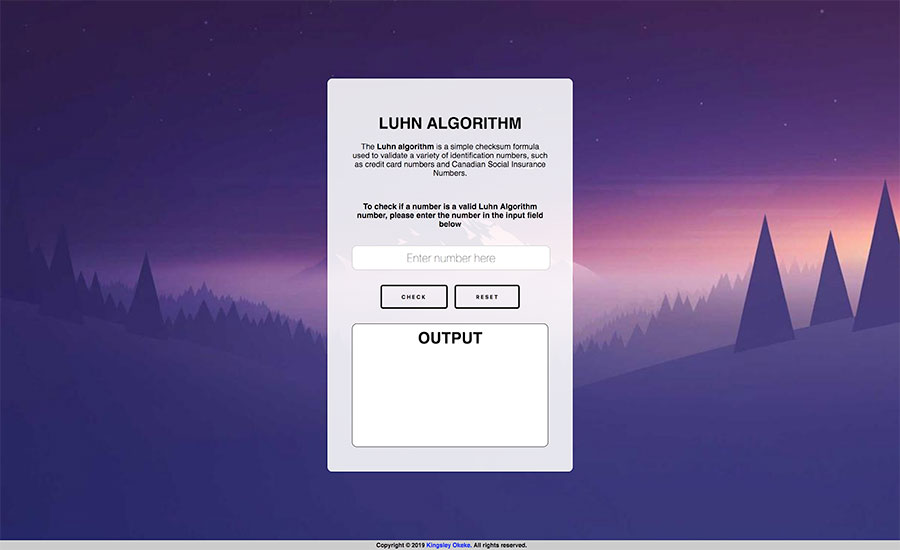 A picture of the Luhn Algorithm app